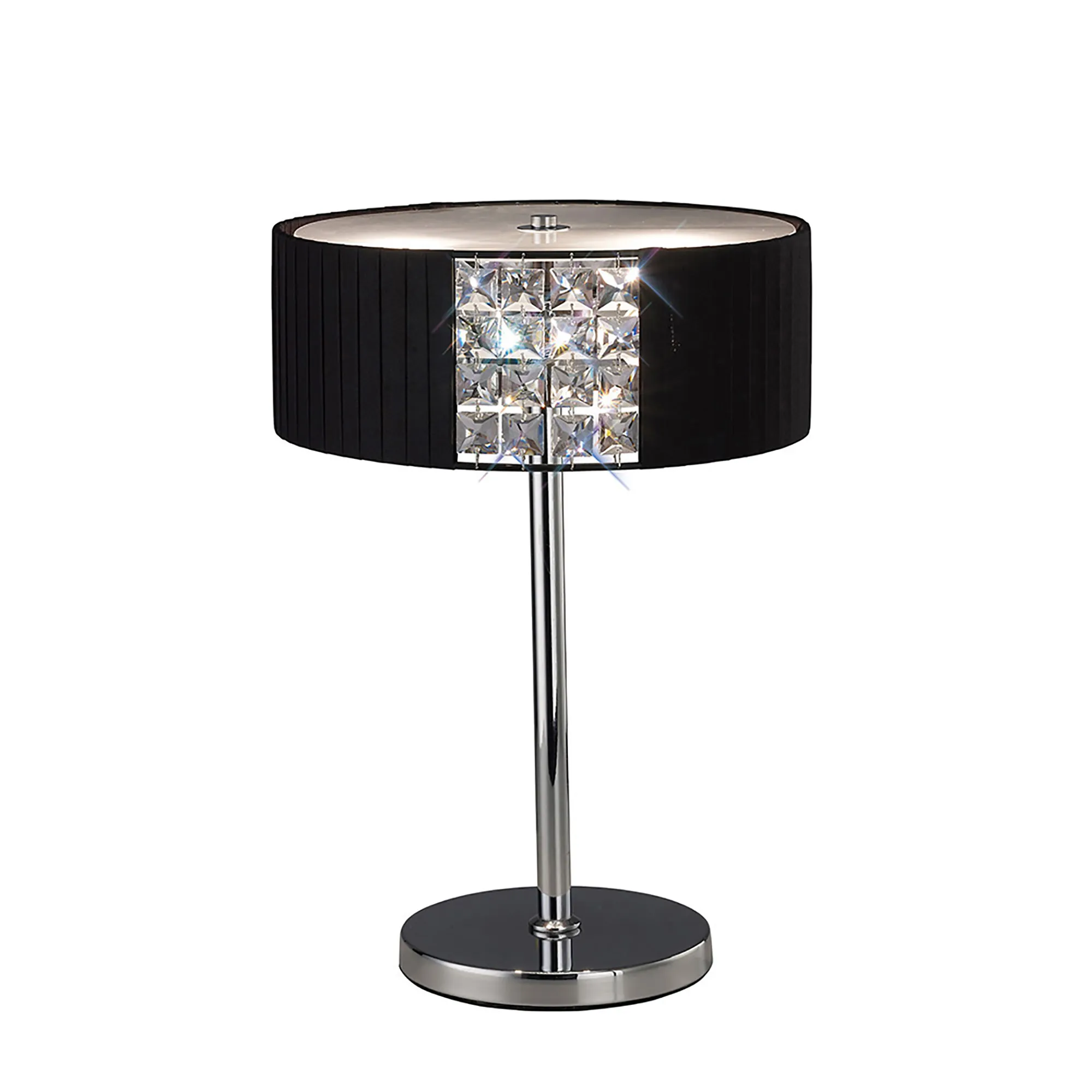 Evelyn Polished Chrome-Black Crystal Table Lamps Diyas Shaded Table Lamps